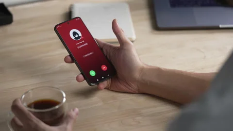 Receiving call from unknown person or Scammer, Online crime concepts Stock Footage 320468812
