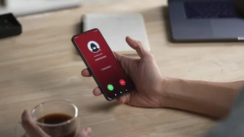 Receiving call from unknown person or Scammer, Online crime concepts Stock Footage 320468830