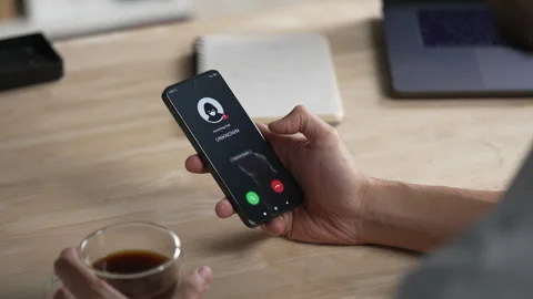 Receiving call from unknown person or Scammer, Online crime concepts Stock Footage 320468834