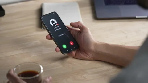 Receiving call from unknown person or Scammer, Online crime concepts Stock Footage 320468840