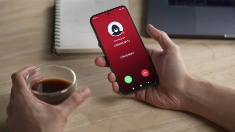 Receiving call from unknown person or Scammer, Online crime concepts Stock Footage 320468985
