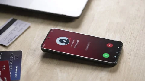 Receiving call from unknown person or Scammer, Online crime concepts Stock Footage 320469373