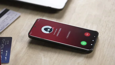 Receiving call from unknown person or Scammer, Online crime concepts Stock Footage 320469574