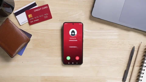 Receiving call from unknown person or Scammer, Online crime concepts Stock Footage 320469906