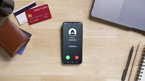Receiving call from unknown person or Scammer, Online crime concepts Stock Footage 320469910
