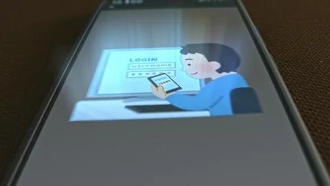 Receiving code on smartphone to Log in, graphic presentation on smartphone Video stock 303427096