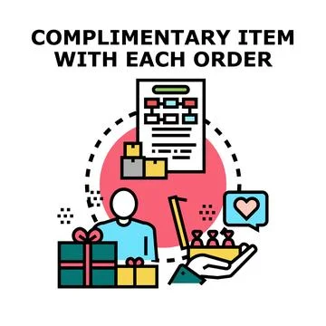 Receiving complimentary items with each customer order Stock Illustration