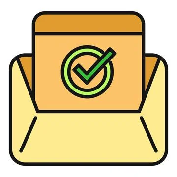 Receiving confirmed message with green checkmark in envelope イラスト素材