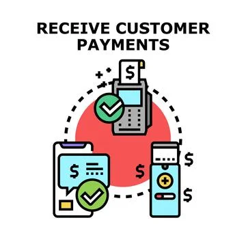 Receiving customer payments through diverse digital transaction methods Stock Illustration