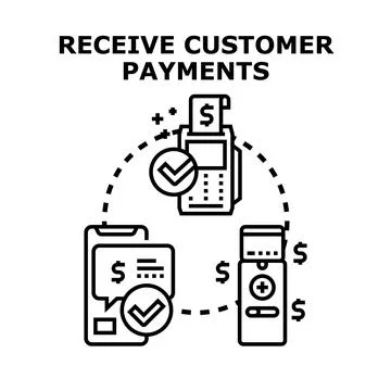 Receiving customer payments through diverse digital transaction methods Stock Illustration