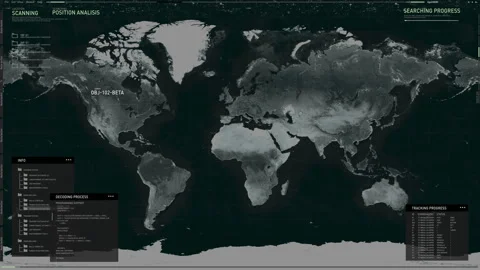 Receiving Data About Objects In The Computer Software Using Satellites. UI Stock Footage 252487250
