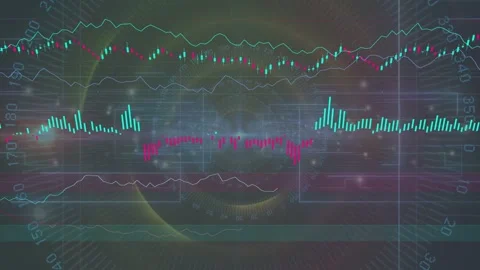 Receiving data central HUD building rings adding candles and bars pulsing Stock Footage 334810864