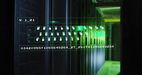 Receiving data command, UI keyboard emerging in corridor mapping data ID and Stock Footage 318143360