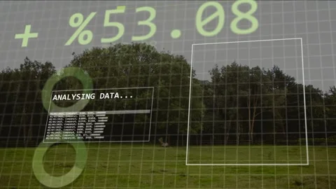 Receiving data UI overlay updating percent for analysis, panel filling with Stock Footage 334351698