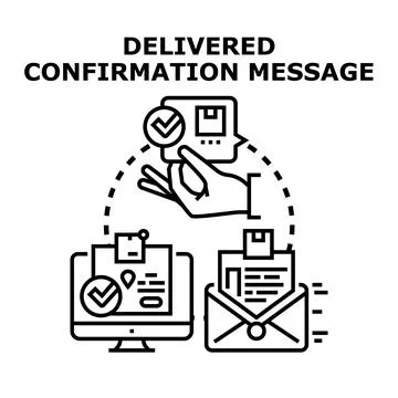 Receiving delivered confirmation message and package tracking Stock Illustration