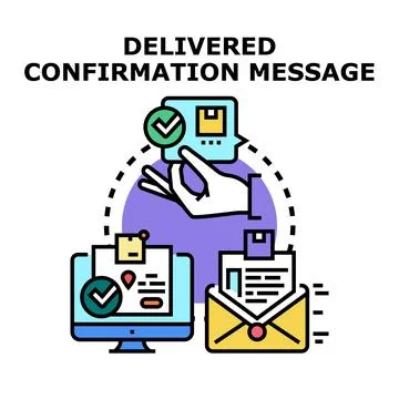Receiving delivered confirmation message and package tracking Stock Illustration