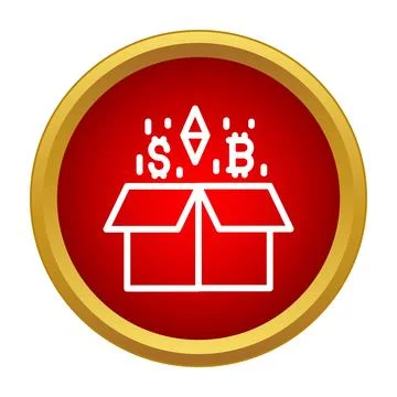 Receiving digital cryptocurrency assets into a open box Stock Illustration
