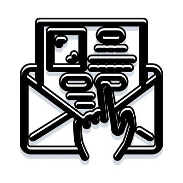 Receiving digital mail with a clicking hand cursor Ilustração Stock