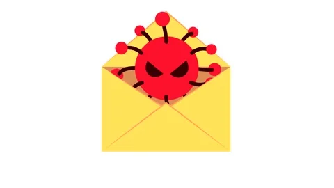 Receiving e-mail with a virus. Virus infection. Flat animation. Stock Footage 147573625