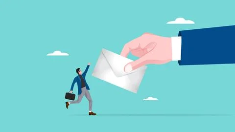 Receiving email, get instructions or work orders via email, getting job via.. Stock Illustration