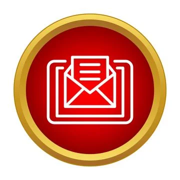 Receiving email message communication notification icon button Stock Illustration