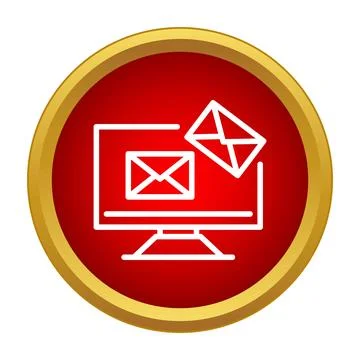 Receiving email message icon over a computer monitor Stockillustratie