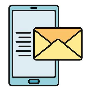 Receiving email message notification on smartphone screen 库存插图