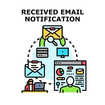 Receiving email notification system workflow diagram Stock Illustration