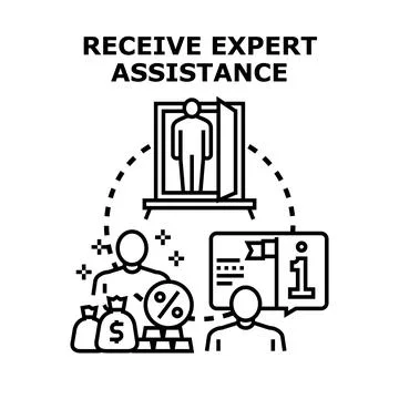 Receiving expert assistance for financial help and advice Stock Illustration