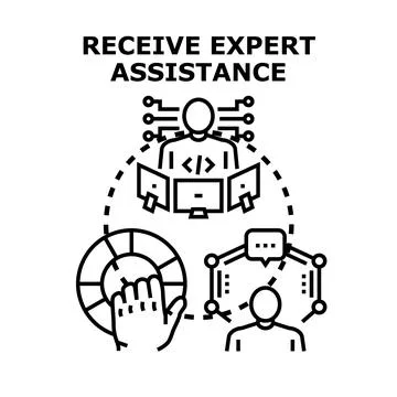 Receiving expert technical assistance and consulting support Stock Illustration