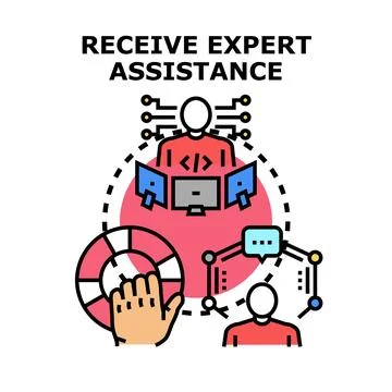Receiving expert technical assistance and consulting support Stock Illustration