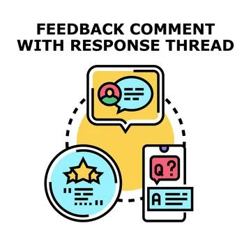 Receiving feedback comment with online response thread 库存插图