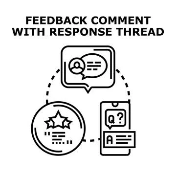 Receiving feedback comment with online response thread Stock Illustration