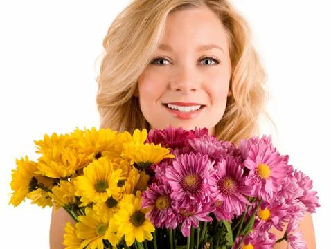 Receiving flowers Stock Photos