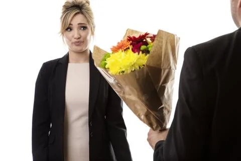 Receiving flowers Stock Photos