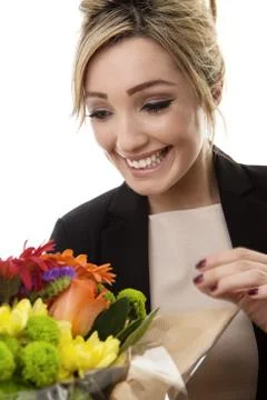 Receiving flowers Stock Photos