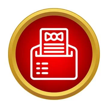 Receiving formal invitation in red envelope with bow icon Stock Illustration