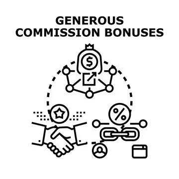 Receiving generous commission bonuses through affiliate marketing program Stock Illustration