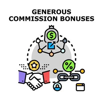 Receiving generous commission bonuses through affiliate marketing program Illustrazione stock
