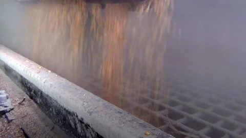 Receiving grain into an elevator from a freight car on a railroad, grain runs in 스톡 동영상 138087717