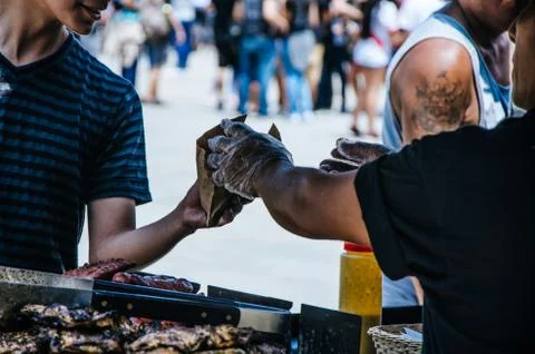 Receiving hamburger Stock Photos