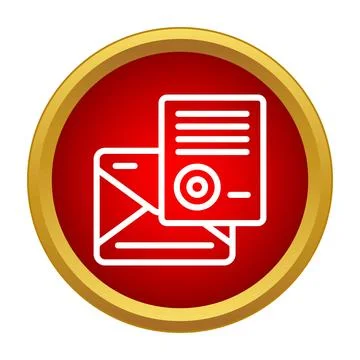Receiving important mail icon with letter and stamp Ilustração Stock