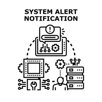 Receiving important system alert notification on digital device 库存插图