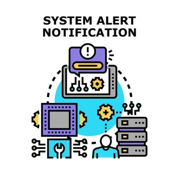 Receiving important system alert notification on digital device Stock Illustration