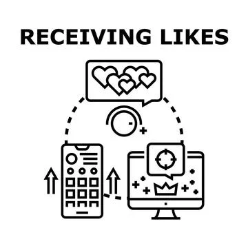 Receiving likes feedback on digital platforms concept Stock Illustration