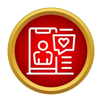 Receiving love notification on mobile phone profile app Stock Illustration