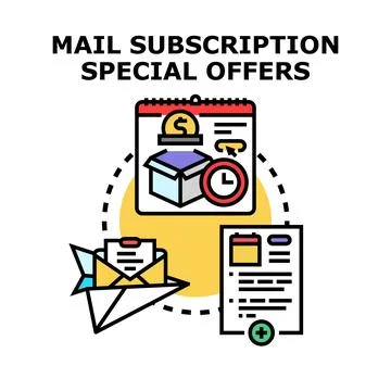 Receiving mail subscription special offers notification Stock Illustration