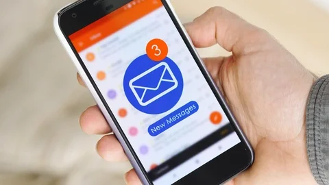 Receiving Many Messages Notification on a Smartphone Mobile Phone Screen Stock Footage 89559781