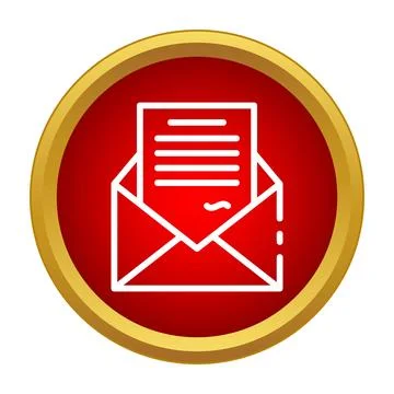 Receiving message envelope communication icon on red button Stock Illustration