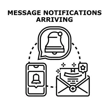 Receiving message notifications and digital alerts on smartphone Stock Illustration